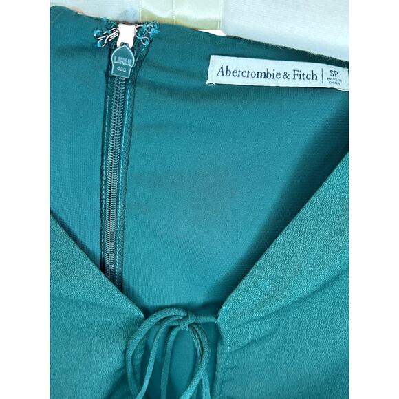 Abercrombie & Fitch Dress Small Green Halter Mini Long Sleeve Crossover Strap - Picture 5 of 6